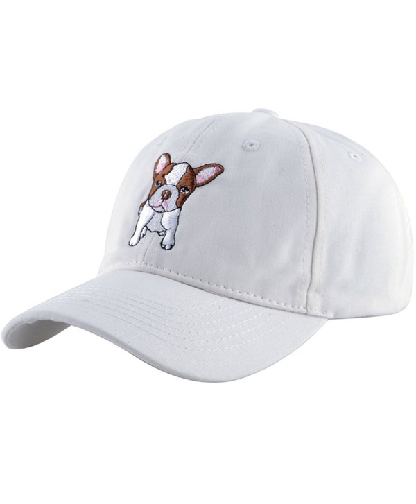 KISSBAOBEI Cotton Embroidery wheelbarrow Frog Baseball Cap Dad Hat - White-dog - CA17YEE3AKH