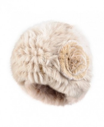 Kenmont Autumn Winter Women Lady 100% Real Rabbit Fur Hand Knit Beanie Hat Cap - Beige - CP11R5HWZA5