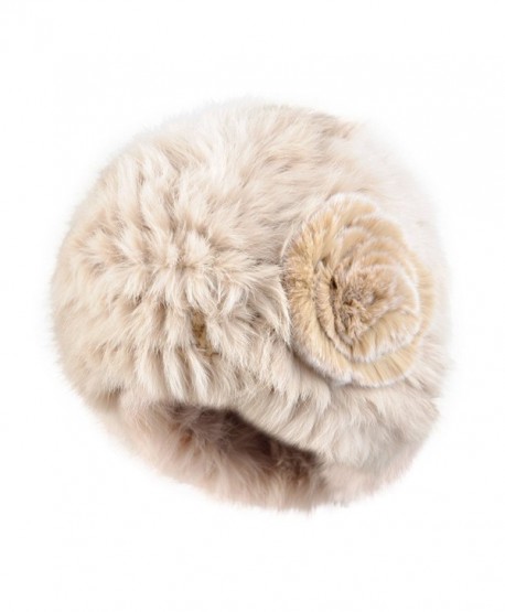 Kenmont Autumn Winter Women Lady 100% Real Rabbit Fur Hand Knit Beanie Hat Cap - Beige - CP11R5HWZA5