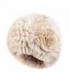 Kenmont Autumn Winter Women Lady 100% Real Rabbit Fur Hand Knit Beanie Hat Cap - Beige - CP11R5HWZA5