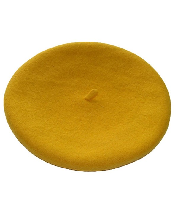 TRENTON French Style Lightweight Casual Classic Solid Color Wool Beret - Yellow - C612MA9SWO0