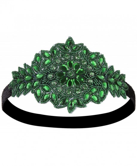 Vijiv Black Silver Art Deco 1920s Flapper Headband Headpiece - Green - CW184K4KHQY