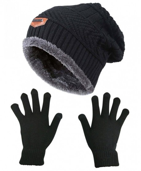 Slouchy Beanie Gloves HINDAWI Mittens - Hat and Gloves (Black) - CX1872RX6X7