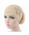 Elaco Women Ladies Knitting Cancer Hat Beanie Turban Head Wrap Cap Pile Cap - Beige - CP186IHX575