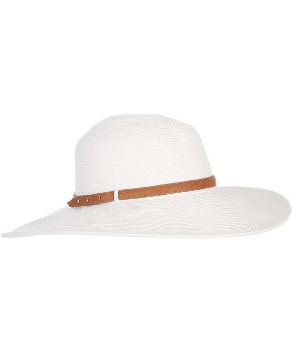 Nine West Womens Faux Leather Band Floppy Hat One Size White - CE12H6CQKU5