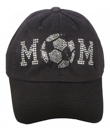 Bling Rhinestone Baseball Mom Black Cadet Cap Hat Sports Military - Soccer Mom - CR184D9G8IG