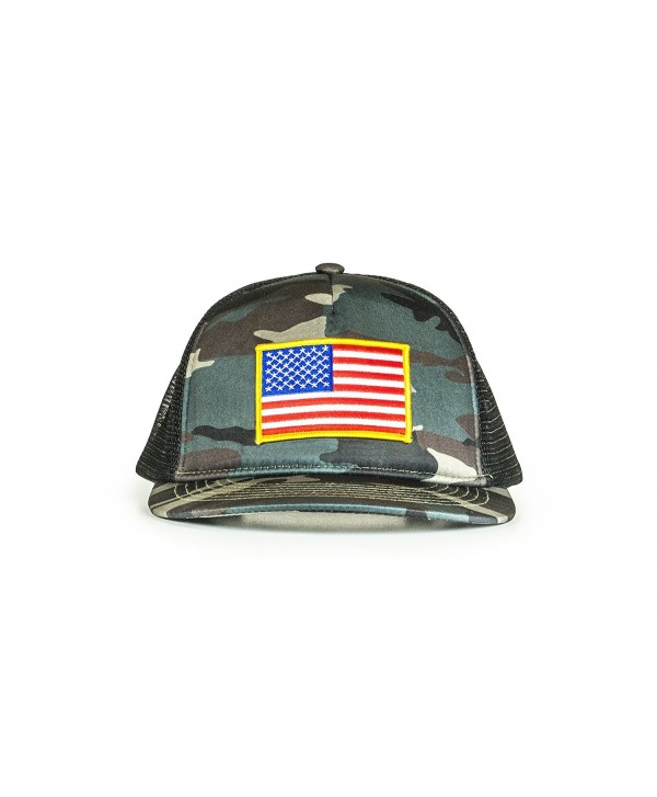 Cowbucker USA Mesh Trucker Hat (Snapback Baseball Cap) - American Red- White- Blue USA Hat - Camouflage - CX183X2EQD7
