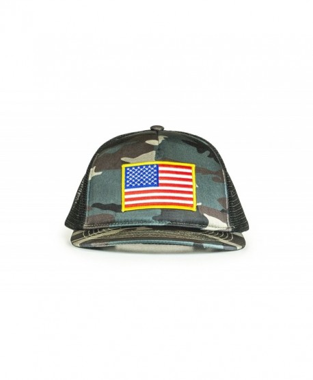 Cowbucker USA Mesh Trucker Hat (Snapback Baseball Cap) - American Red- White- Blue USA Hat - Camouflage - CX183X2EQD7