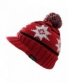 YUTRO Winter Wool Knitted Visor Ski Beanie Hat for Men/Women One Size - Red - CN11KDI687F