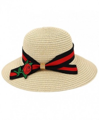 Naimo Women Floppy Sun Beach Straw Hats Wide Brim Foldable Summer Cap - Beige - CM185N6SDRW