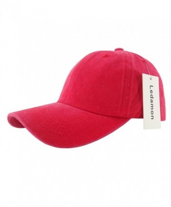 Ledamon Baseball Cap Vintage Dad Hat Plain Polo Washed Cotton Adjustable Hat Cap Unisex - Red - CX184Z06M58