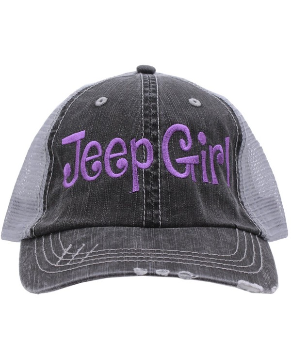 Jeep Girl Embroidered Distressed Trucker Style Cap Hat Rocks any Outfit Purple - CE17YISDHK7