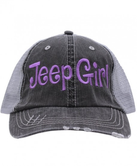 Jeep Girl Embroidered Distressed Trucker Style Cap Hat Rocks any Outfit Purple - CE17YISDHK7 Jeep Girl Embroidered Distressed Trucker Style Cap Hat Rocks any Outfit Purple - CE17YISDHK7