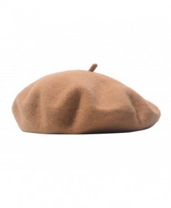 Beauty-girl Warm Winter Cap Classic Wool French Beret Tam Beanie Hat Cap For Women/Girls - Camel - CT187IW46SE