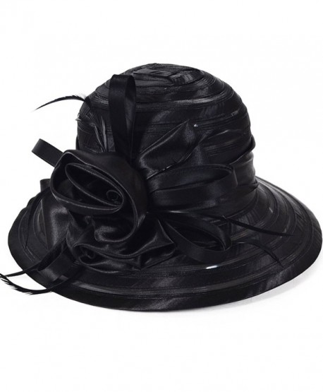 Fanny Cloche Oaks Church Dress Bowler Derby Wedding Hat Party S015 (Black) - CV11X8AGUTZ