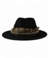 Simonetta Women's Wool Feel Wide Brim Floppy Fedora Hat with Removable Band. - A.feather Black - CH1872MNOCS