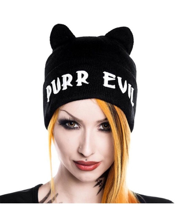 Purr Evil Cat Ear Beanie by Killstar (Black) - Black - CO17YDXHQMZ
