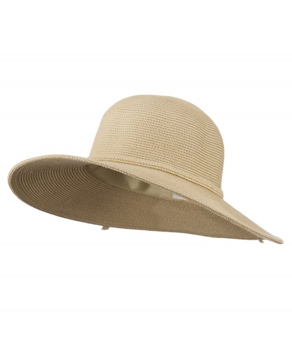 UPF 50+ Solid Cotton Paper Braid Flat Brim Hat - Tan W33S19B - C711D3H9TOR