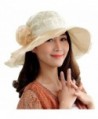 Derby Hat for Women Hindawi Wide Brim Sun Protection Packable Organza Kentucky Church Hat - Beige - C117YSD7XDR