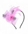 Anita Women's fascinators Bow feather Beaded headband - Pink - C711NQ7NM9R