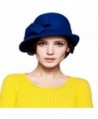 Maitose trade Women's Wool Felt Bow Flowers Church Bowler Hat - Blue - C5126NO0JP9