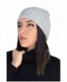 Womens Superfine Alpaca Wool Handknit Beanie Ski Hat Winter Skullcap - Special Design - Silver Gray - C212I6SLQHZ
