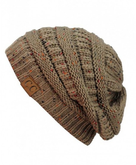 Trendy Warm Chunky Soft Stretch Cable Knit Slouchy Beanie Skully HAT20A (Confetti Taupe) - CC129FZQNN5