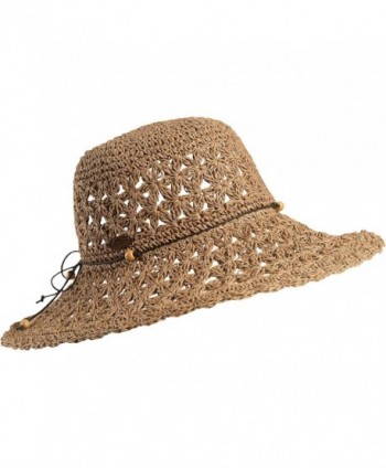 Turtle Fur Chara Women's Floppy Oversized Brim Straw Beach Sun Hat Vermont Collection Sun Style - Brown - CK11YXPF5QT