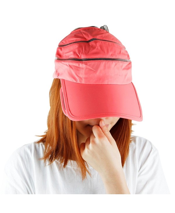 Samtree Sun Visor Hat For Women-Summer 2 In 1 Band Expanding Brim Sport Cap - Watermelon Red - CW12JDYYGY1