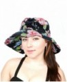 NYFASHION101 Floral Print Crushable Marina Wide Floppy Brim Bucket Sun Hat - Black Floral - CO11X74QGGF