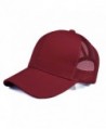 Hatsandscarf C.C Ponytail Caps Messy Buns Trucker Plain Baseball Cap (BT-4) - Burgundy - CB1802MY9AQ