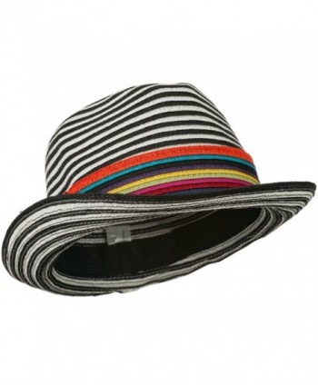 Womens Striped Design Fedora Multi Color