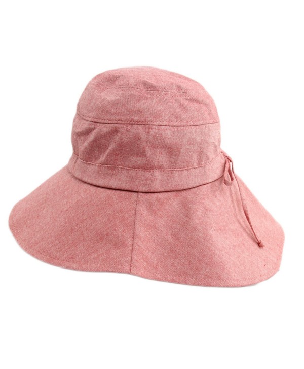 Foldable Sunhat Wide Brim Summer Flap Cover Cap with Neck Cover Cord for Women - Pink - C817YUIZIG9
