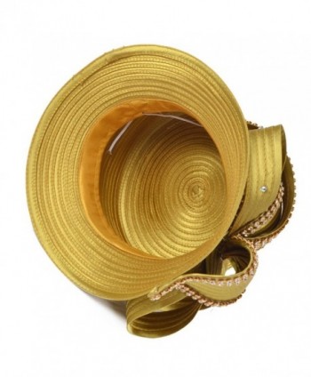 Kentucky Church Wedding Feather Rhinestone Golden in Women's Sun Hats