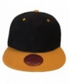 Premium Plain Two-Tone Flat Bill Snapback Hat - Baseball Cap - Black/Gold - CR11KV8XRM1