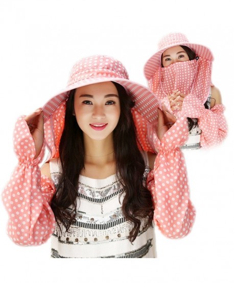 [BTW.JP] Women's Sun Hat with Face and Arm Cover Set Gardening Outdoor Fashionable Included - Blue - C7183GR3U28