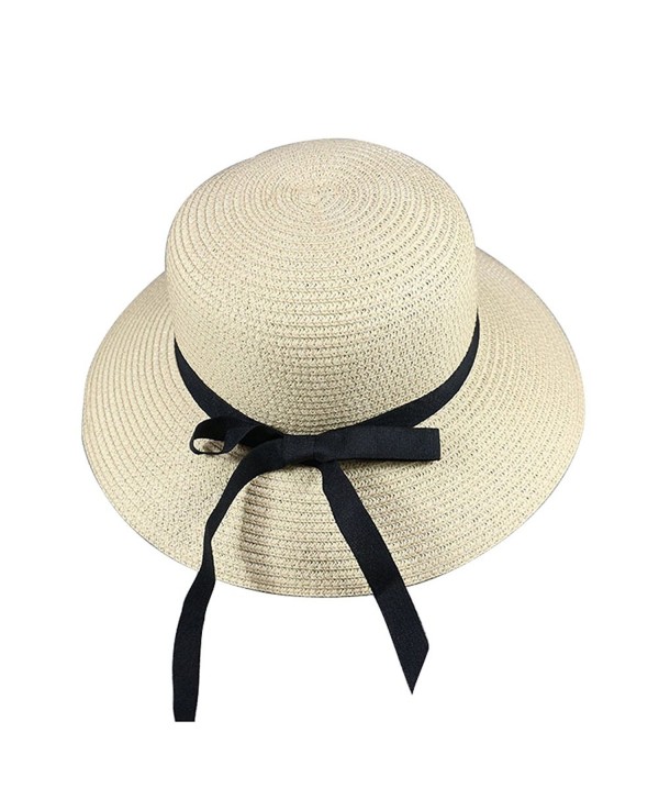 Skyflying Mat Grass Natural Bowknot Small Brim Straw Hat Beach Dating Summer Durable Basic - Beige - CY17YTAZA54