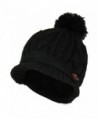 Black PomPom Cable Ribbed Beanie