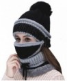 Annymall Womens Beanie Hat Scarf Mask 3 In 1 Set- Winter Warm Slouchy Knit Cap and Scarf - Black - CQ188E2NU66