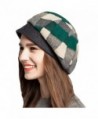 Maitose Women's Scottish Plaid Wool Peaked Cap Beret - Green - CI1293F4M35