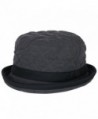ililily Soft Quilted Crushable Black hatband Upturn Porkpie Bucket Hat - Charcoal Grey - CH188ZUG4Z4