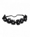 Lux Accessories Coachella Fabric Flower Rhinestone Stretch Headband Chiffon Floral Head Band - Black - CH11N0PJZTB