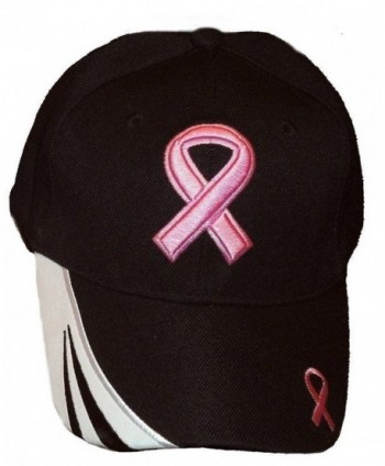 Breast Cancer Awareness Pink Ribbon Baseball Cap Hat / Pink On Black - CI11WRSNBAP