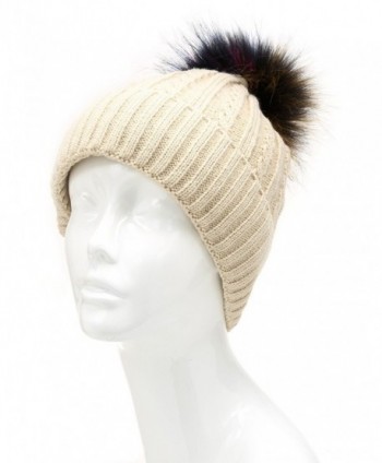 MIRMARU Winter Knitted Beanie R43 Khaki in Women's Skullies & Beanies