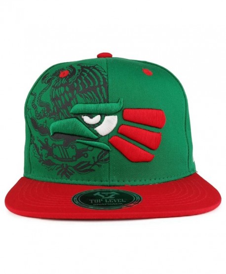Trendy Apparel Shop Hecho EN Mexico Eagle 3D Embroidered Flat Bill Snapback Cap - Green Red - C8185QZWHMC
