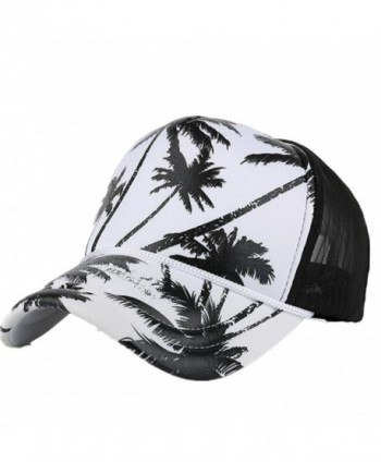 Highpot Women Men Fashion Coconut Tree Printing Snapback Hip Hop Flat Hat - Black - C11832N50K2