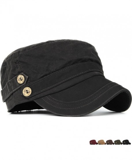 Rayna Fashion Unisex Adult Cadet Caps Military Hats Low Profile Elastic - Black - CI185UIO37I