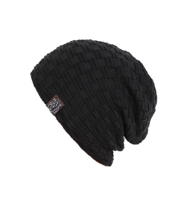 Iuway Stylish Unisex Crochet Slouchy Baggy Crease Winter Knit Beanie Cap Skull Hat - Black - C8186I9HRGQ