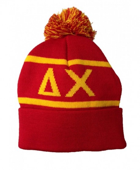Delta Chi Fraternity Letter Winter Beanie Hat Greek Cold Weather Winter Officially Licensed - CR11Q0VY2BD