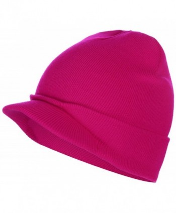 BODY STRENTH Visor Beanie Knit Hat With Brim newsboy Hats Winter Cap For Men Women - Hot Pink - C7188N96XL7